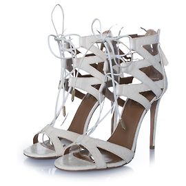 Sandali in pitone bianco in pelle Aquazzura
