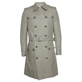 Balmain, Trench coat militare in cotone beige
