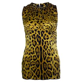 Top de leopardo amarillo impreso Dolce & Gabbana