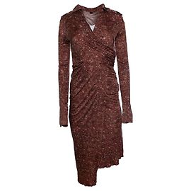 Vestido midi envolvente de seda impresa Aggy de Petar Petrov en marrón