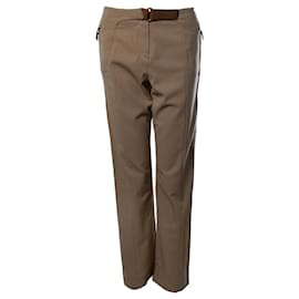 Prada, pantaloni marroni con chiusura in velcro in pelle