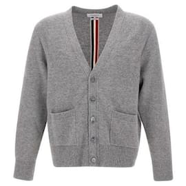Thom Browne Cardigan en Piqué Lavé en Laine Mérinos