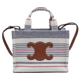 Kleine Canvas-Streifen-Tote- und Schultertasche - Céline