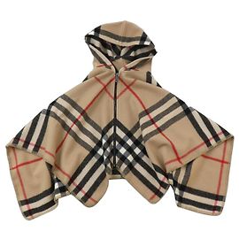 Burberry Capa A-Line a cuadros con capucha para niños