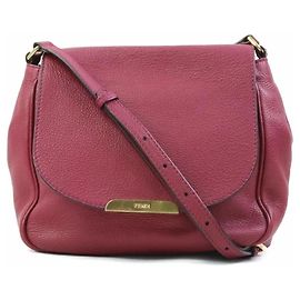 Borsa a spalla in pelle bordeaux Fendi