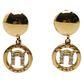 Orecchini a clip con logo placcati in oro Celine - Céline