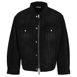 Céline Schwarze lockere Passform Denim-Truckerjacke aus Baumwolle
