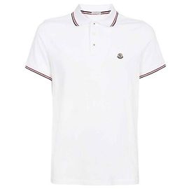 Moncler Polo in cotone piqué con bordi colorati