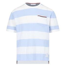 Thom Browne T-shirt a righe rugby con tasca RWB