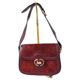 CELINE VINTAGE SULKY Wildleder SCHULTERTASCHE BURGUNDY - Céline