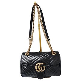 Borsa a Spalla GG Marmont Grande in Pelle Matelassé Nera GUCCI