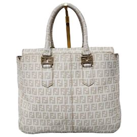 Fendi Zucchino beschichtete Canvas FF Tragetasche Beige
