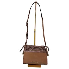 Borsa a tracolla in pelle Burberry con cordoncino marrone