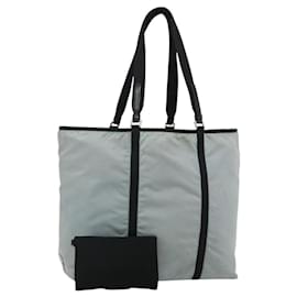 PRADA Alte Tote Tasche Nylon Hellblau Silber Auth am11438 - Prada