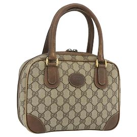 Gucci Bolso de mano GG Supreme de PVC beige y dorado 000 58 0090 Auth 175308