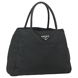 PRADA Borsa a mano in nylon nero argento Auth bs34642