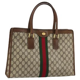 Borsa Gucci GG Supreme Web Sherry Line PVC Beige Oro 002 4083 39 Auth ka4103