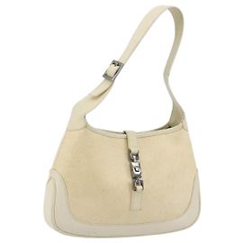 Borsa a Spalla GUCCI Jackie in Tela Rivestita Beige Argento 001 3735 Auth bs34532