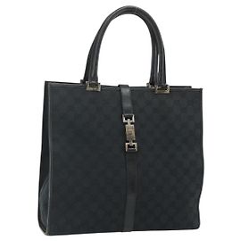 GUCCI GG Canvas Jackie Tote Bag Schwarz Silber 002 1064 3444 Auth 176667