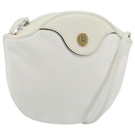 Borsa a Spalla Christian Dior in Pelle Bianca e Oro Auth 176650