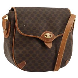 Céline Borsa a Spalla in Tela Macadam CELINE in Pelle PVC Marrone Oro Auth BA12236