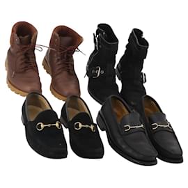 Scarpe GUCCI in pelle 4 pezzi Nero Marrone Auth 174779 - Gucci