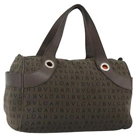 Bulgari BVLGARI Logo Mania Handtasche aus braunem Canvas mit Silber authentisch bs34748