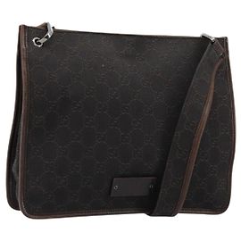 Borsa a Spalla GG Canvas GUCCI Outlet Marrone Argento 91762 Auth ka4080A