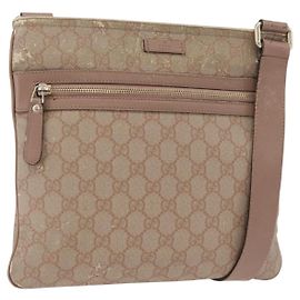 Gucci Borsa a Spalla GG Supreme PVC Rosa Oro 295257 Auth ep14460