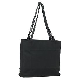 PRADA Borsa a mano con catena in nylon nero Auth 176700