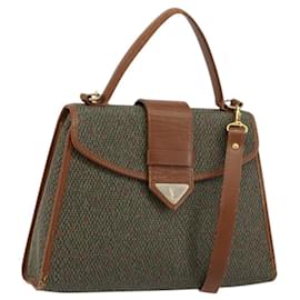 SAINT LAURENT Borsa a Mano in Tela Rivestita 2 in 1 Khaki Oro Auth bs34511