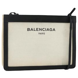 Borsa a Spalla BALENCIAGA in Tela Nera e Bianca 339937 Auth ka4118