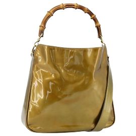 Borsa a mano GUCCI in pelle verniciata 2 in 1 oro 001 1014 1638 Auth ep14385