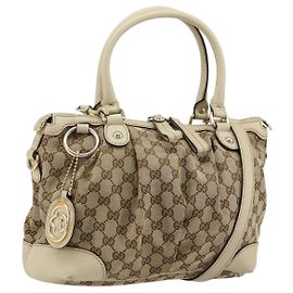 Gucci Borsa a mano GG Canvas 2way Beige Oro 247902 Auth 176270
