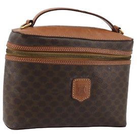 Céline Borsa a mano Vanity in tela Macadam CELINE in pelle PVC marrone e oro Auth ep14305