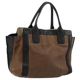 Chloé Chloe Tote Tasche aus Leder Braun Gold Auth bs34603