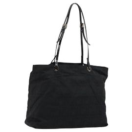 Borsa tote in tela Zucca FENDI in nylon nero e argento autentica 176210