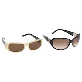 Occhiali da sole PRADA Loewe in plastica 2 Set Beige Nero Auth BA12344 - Prada