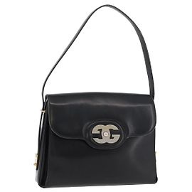 Gucci Schultertasche aus Leder Schwarz Gold Auth ep14337