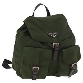 Zaino PRADA in nylon khaki argento autentico yk20253