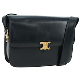 Céline Borsa a Spalla CELINE Triomphe in Pelle Blu Navy e Oro Auth mr2338V