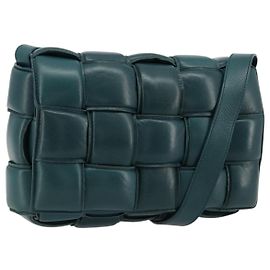 BORSA IN PELLE MAXI INTRECCIATO Padded Cassette Bottega Veneta Verde Auth ka4105SAV