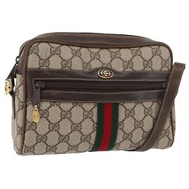 Borsa Sherry Line GG Supreme Web di GUCCI in PVC beige e oro 010 378 Auth ep14400