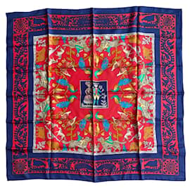 Hermès Seidentuch Early America Marineblau