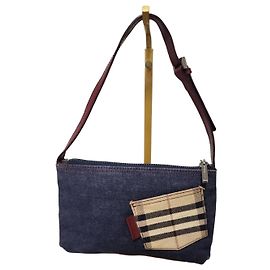Borsa a spalla in denim vintage Burberry blu