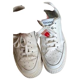 Chanel White Leather Sneakers