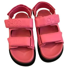 Jimmy Choo Flache Sandalen aus Nappa-Leder Rosa