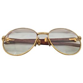 Occhiali Cartier Rivoli L.C. in Legno Placcato in oro D'oro