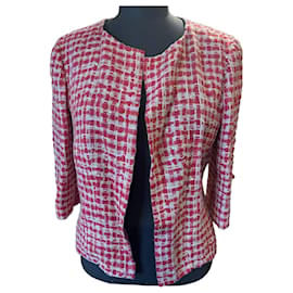 Chanel kurze Baumwolljacke mit Pailletten weiß und rot