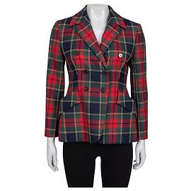 Giacca in lana tartan aderente Christian Dior 2019 Taglia 40 usata